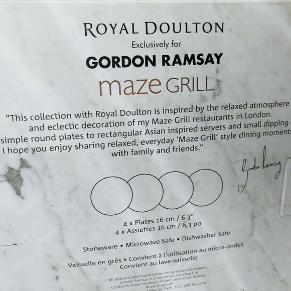 New Gordon Ramsay Maze Grill Set of 4 Plates 6" Mixed Similar Patterns - Picture 11 of 12